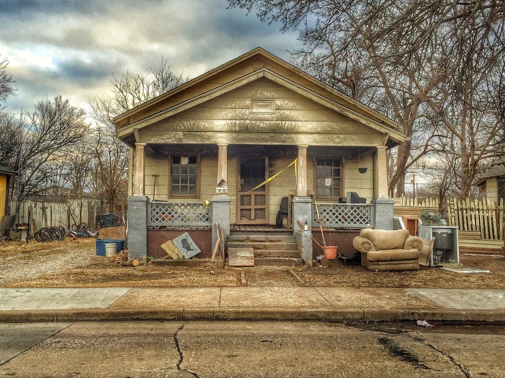 A house needing major repairs, of the kind Mountain Sun buys for cash as-is